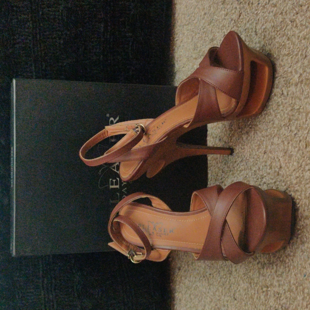 Brown Wooden Platform Heels